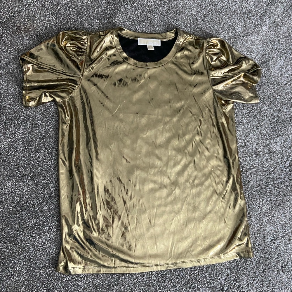 Michael Kors Shimmering Gold Short Sleeve Top